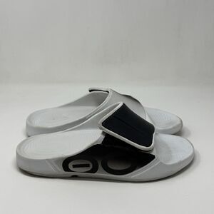 Oofos Ooahh Sport Flex Recovery Slide Sandals Mens 10 White Black Comfort